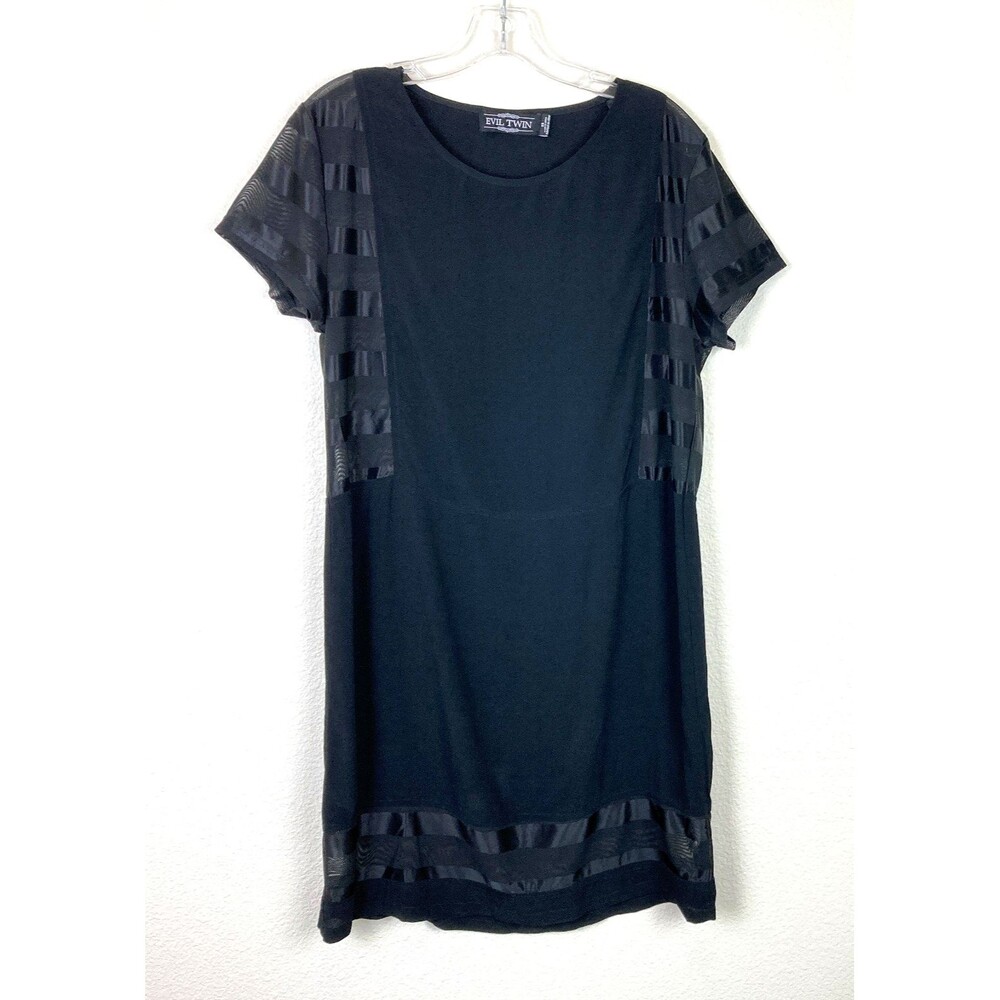 Evil Twin Sheath Dress Size XS Black with Mesh / Satin Trim Party Cocktail